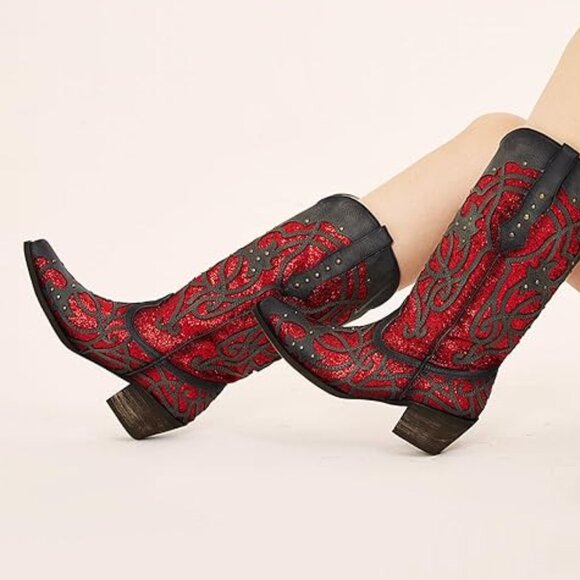 Sparkly Cowgirl Boots Multi Sz - Picture 9 of 9